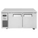 A white Turbo Air undercounter refrigerator and freezer with two doors and two drawers.