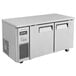 A Turbo Air stainless steel undercounter refrigerator and freezer with two doors.