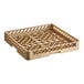 A beige plastic dish rack with a lattice pattern and a plastic basket with holes.