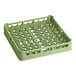 A light green plastic Vollrath dish rack with several holes.