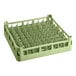 A light green plastic Vollrath dish rack with many holes.