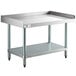 A Regency stainless steel equipment stand with a galvanized undershelf.