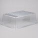 A clear plastic Rubbermaid food storage box with a lid.