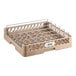 A beige plastic Vollrath Traex steam table pan rack with metal rods.