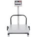 A grey rectangular Tor Rey digital receiving scale with black wheels.