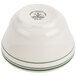 A white bowl with a green stripe around the rim.