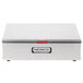 A Nemco metal hot dog bun warmer box on a counter.