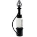 A white and black Bobrick deck mounted liquid soap dispenser with a white bottle and black cap.
