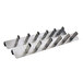 A group of metal pegs on a white background.