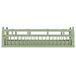A light green plastic rack with metal bars.