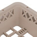 A beige plastic Vollrath Traex dish rack with extenders.