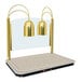 A Hatco dual lamp carving station with brass lamp shades over a heated base.