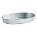 A Tablecraft galvanized steel oval platter with a metal rim.