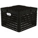 A black plastic Vollrath Traex plate rack with 19 compartments.