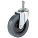 A Carlisle black and grey swivel stem caster with a metal wheel.