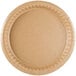 A Solut brown kraft paper plate with a scalloped edge.