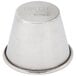 A silver Carlisle stainless steel sauce cup with writing on it.