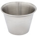 A silver metal Carlisle sauce cup.