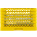 A yellow Vollrath Traex Plate Crate with 21 compartments.