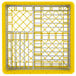 A yellow and white Vollrath Traex Plate Crate for 21 plates.