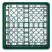 A green plastic Vollrath Traex plate rack with metal grids.