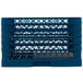 A blue plastic Vollrath Traex plate rack with 15 compartments.