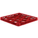 A red plastic Vollrath Traex glass rack extender with 12 compartments.