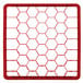 A red hexagon-shaped grid with holes.