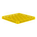 A yellow full-size plastic glass rack extender with 30 compartments.
