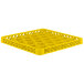 A yellow plastic Vollrath Traex glass rack extender with compartments.