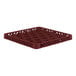 A burgundy full-size plastic glass rack extender with 30 compartments.