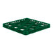 A green plastic full-size glass rack extender with 12 compartments.