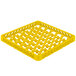 A yellow plastic Vollrath Traex glass rack extender with many compartments.