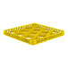 A yellow full-size plastic glass rack extender with 12 compartments.