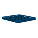 A blue plastic glass rack extender with 36 compartments for organizing and washing glassware.