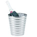 A Vollrath stainless steel beehive wine bucket holding a bottle of champagne in ice.