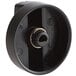 An Avantco black plastic temperature control knob with a metal ring.