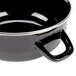 A black enameled steel Hendi mussel pot with a handle and lid.