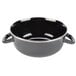 A black pot with handles.