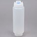 A white plastic squeeze bottle with a blue cap.