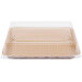 Solut 9 inch x 13 inch Bake and Show Quarter Size Corrugated Kraft Sheet Pan and Clear Dome Lid Combo Kit - 10/Pack