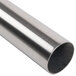 A close-up of the original Crescent curved shower bar with brushed finish.