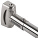 A Crescent curved shower bar with a brushed finish.