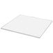 An Eastern Tabletop square acrylic buffet shelf with a silver border.