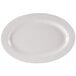 An ivory oval china platter with a wide white rim.