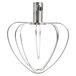 A stainless steel KitchenAid mixer bowl with a handle and a metal whisk.
