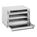 An Amana heavy duty commercial steamer microwave oven with a door open.