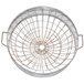 A Grindmaster metal brew basket with wire mesh and a handle.