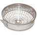 A Grindmaster round metal brew basket with wire mesh handles.