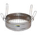 A stainless steel Grindmaster coffee urn brew basket with wire handles.